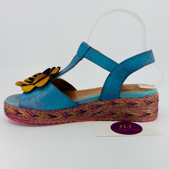 L'Artiste by Spring Step Women's Tempest Sandals Blue Multi Size 38 EU/ 7.5-8 US - Picture 8 of 12